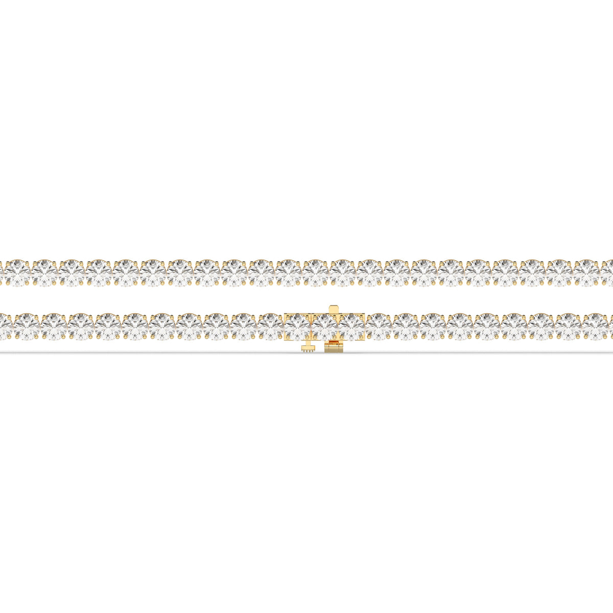 Ilona Tennisarmband mit Labordiamanten im Brillantschliff aus 585 Gelbgold, flach liegend, volle Länge 