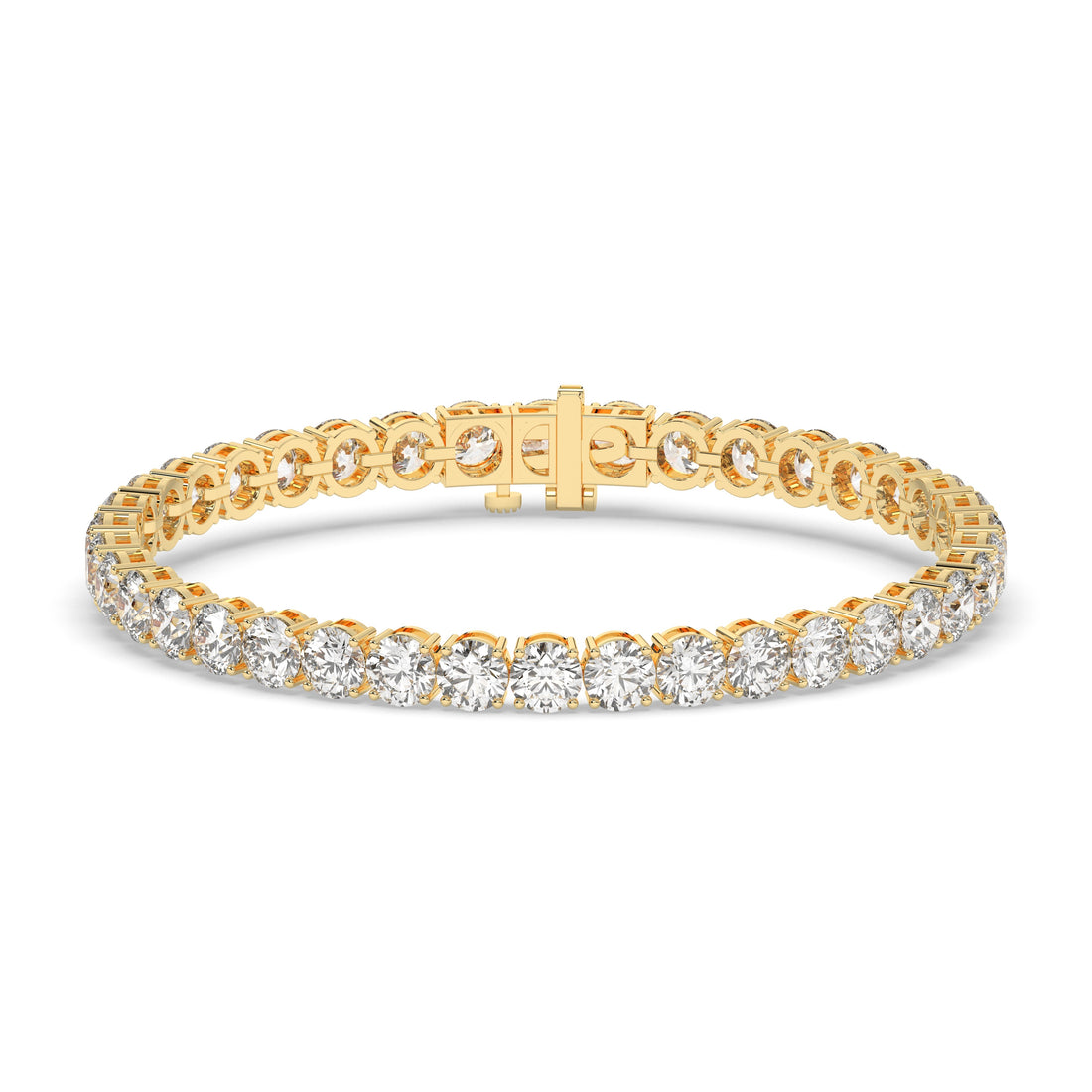 Ilona Tennisarmband mit Labordiamanten im Brillantschliff aus 585 Gelbgold, Vorderansicht 