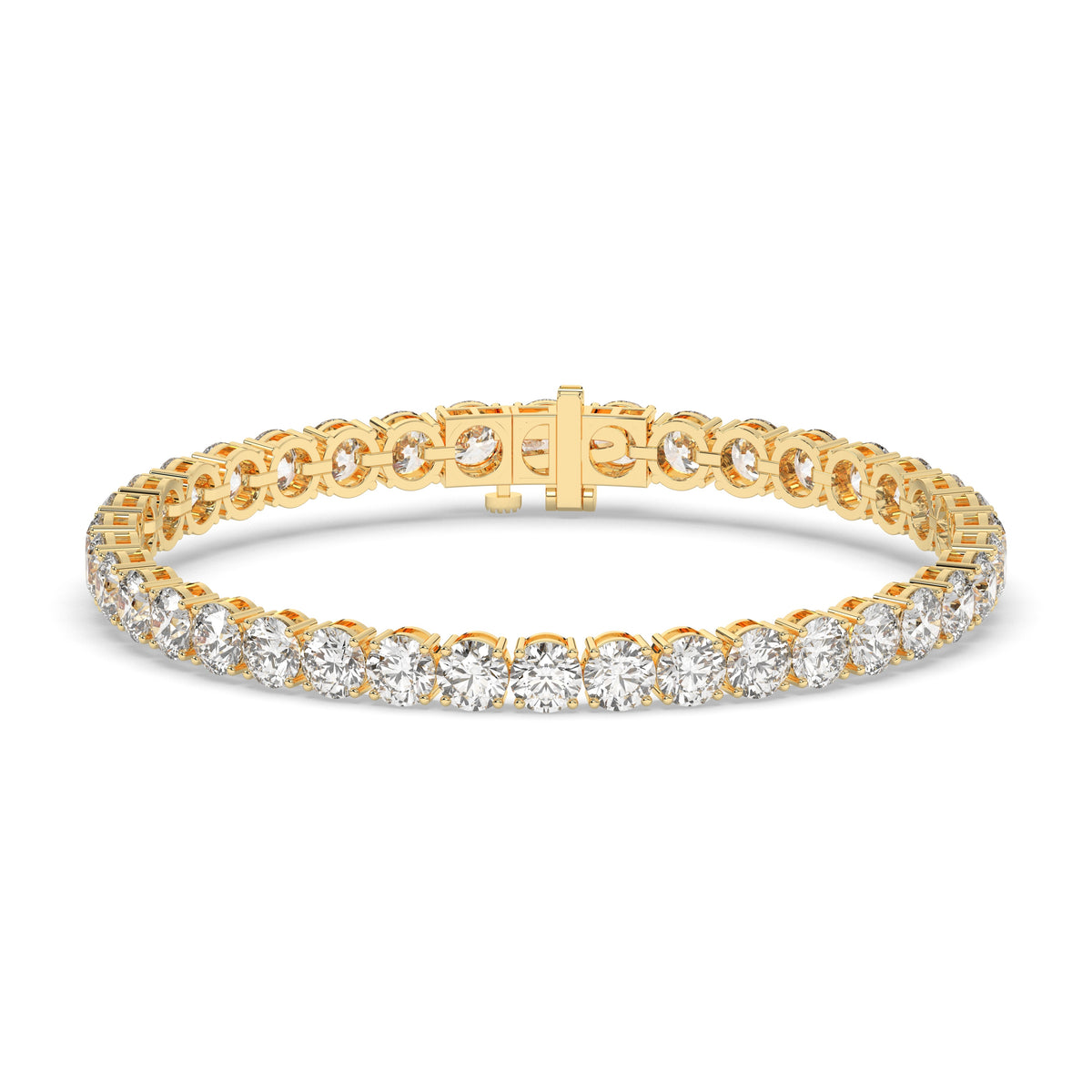 Ilona Tennisarmband mit Labordiamanten im Brillantschliff aus 585 Gelbgold, Vorderansicht 