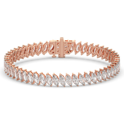 Imke Tennisarmband mit Labordiamanten im Marquiseschliff (schräg gesetzt) aus 585 Roségold, Vorderansicht 