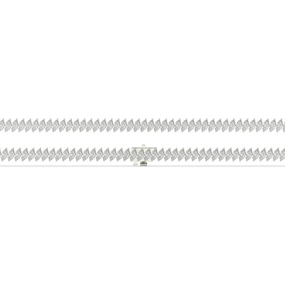 Imke Tennisarmband mit Labordiamanten im Marquiseschliff (schräg gesetzt) aus 585 Weißgold, flach liegend, volle Länge 