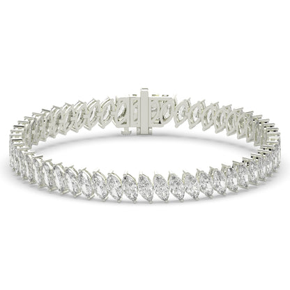 Imke Tennisarmband mit Labordiamanten im Marquiseschliff (schräg gesetzt) aus 585 Weißgold, Vorderansicht 