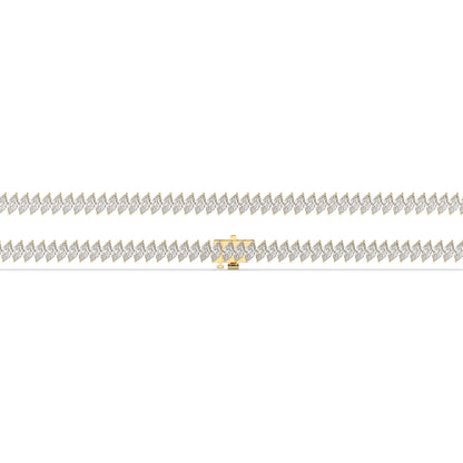 Imke Tennisarmband mit Labordiamanten im Marquiseschliff (schräg gesetzt) aus 585 Gelbgold, flach liegend, volle Länge 
