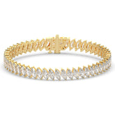 Imke Tennisarmband mit Labordiamanten im Marquiseschliff (schräg gesetzt) aus 585 Gelbgold, Vorderansicht 
