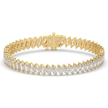 Imke Tennisarmband mit Labordiamanten im Marquiseschliff (schräg gesetzt) aus 585 Gelbgold, Vorderansicht 