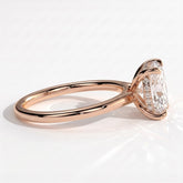 Elongated Cushion lab-grown diamond halo engagement ring in 18K (750) rose gold, detail view 