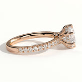Round lab-grown diamond halo engagement ring in 14K (585) rose gold, detail view 