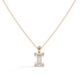 Isaura Solitär-Halskette mit Labordiamanten im Smaragdschliff aus 585 Roségold, Vorderansicht 