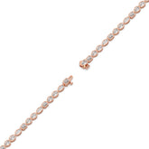 Jana Tennisarmband mit Labordiamanten in verschiedenen Formen mit Zargenfassung aus 585 Roségold, volle Länge, Diagonalansicht 
