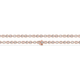 Jana Tennisarmband mit Labordiamanten in verschiedenen Formen mit Zargenfassung aus 585 Roségold, flach liegend, volle Länge 
