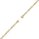Jana Tennisarmband mit Labordiamanten in verschiedenen Formen mit Zargenfassung aus 585 Gelbgold, volle Länge, Diagonalansicht 