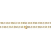 Jana Tennisarmband mit Labordiamanten in verschiedenen Formen mit Zargenfassung aus 585 Gelbgold, flach liegend, volle Länge 