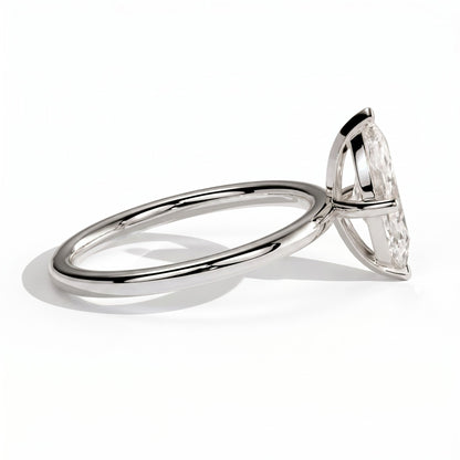 Marquise lab-grown diamond solitaire engagement ring in 950 platinum, detail view 