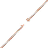 Lea round bezel lab-grown diamond tennis bracelet in 14K (585) rose gold, full length, diagonal view 