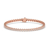 Lea round bezel lab-grown diamond tennis bracelet in 14K (585) rose gold, front view 