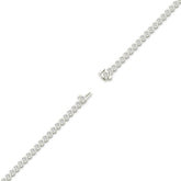Lea round bezel lab-grown diamond tennis bracelet in 14K (585) white gold, full length, diagonal view 