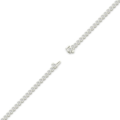Lea round bezel lab-grown diamond tennis bracelet in 14K (585) white gold, full length, diagonal view 
