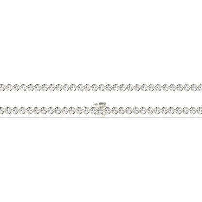 Lea round bezel lab-grown diamond tennis bracelet in 14K (585) white gold, laid flat, full length 