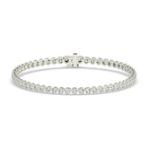 Lea round bezel lab-grown diamond tennis bracelet in 14K (585) white gold, front view 