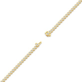 Lea round bezel lab-grown diamond tennis bracelet in 14K (585) yellow gold, full length, diagonal view 