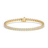 Lea round bezel lab-grown diamond tennis bracelet in 14K (585) yellow gold, front view 