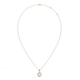 Lucienne round lab-grown diamond halo pendant necklace in 14K (585) rose gold, full necklace view 