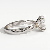 Oval lab-grown diamond solitaire engagement ring in 950 platinum, detail view 