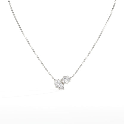 Maëlle Toi-et-Moi-Halskette mit Labordiamanten im Marquise- und Tropfenschliff aus 585 Weißgold, Vorderansicht 