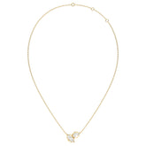 Maëlle Toi-et-Moi-Halskette mit Labordiamanten im Marquise- und Tropfenschliff aus 585 Gelbgold, Ansicht der ganzen Kette 