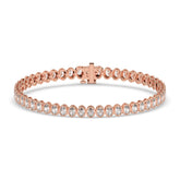 Magda Tennisarmband mit Labordiamanten im Ovalschliff mit Zargenfassung aus 585 Roségold, Vorderansicht 