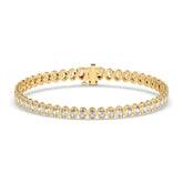 Magda Tennisarmband mit Labordiamanten im Ovalschliff mit Zargenfassung aus 585 Gelbgold, Vorderansicht 