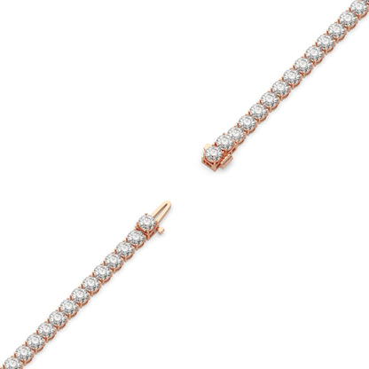 Mareike Tennisarmband mit Labordiamanten im Brillantschliff aus 585 Roségold, volle Länge, Diagonalansicht 