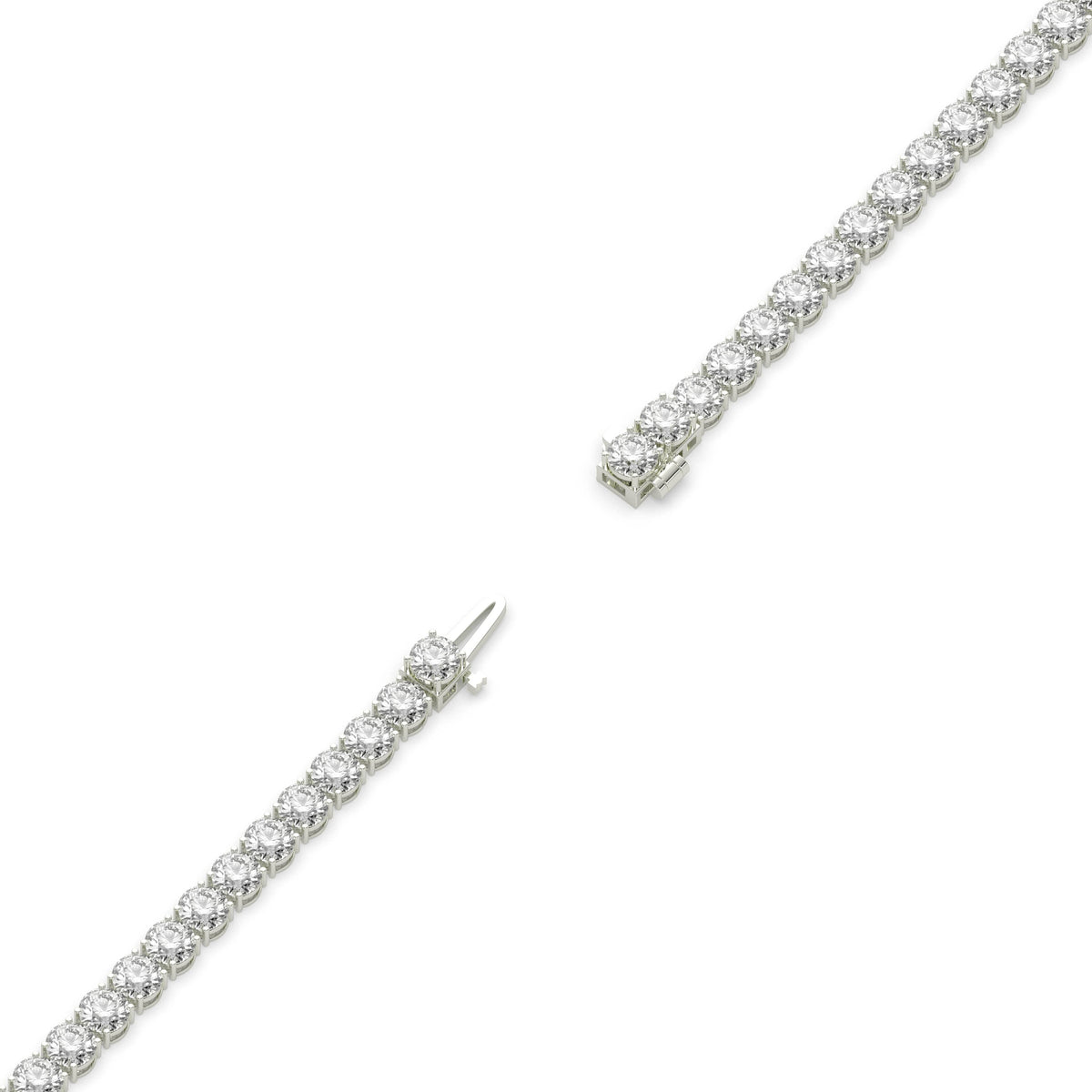 Mareike Tennisarmband mit Labordiamanten im Brillantschliff aus 585 Weißgold, volle Länge, Diagonalansicht 