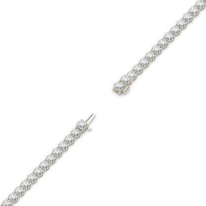 Mareike Tennisarmband mit Labordiamanten im Brillantschliff aus 585 Weißgold, volle Länge, Diagonalansicht 