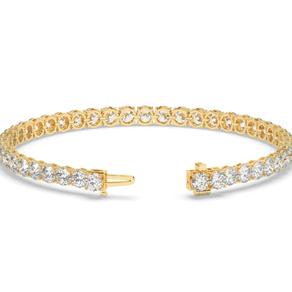 Mareike Tennisarmband mit Labordiamanten im Brillantschliff aus 585 Gelbgold, Verschluss geöffnet, Detailansicht 