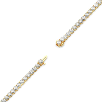 Mareike Tennisarmband mit Labordiamanten im Brillantschliff aus 585 Gelbgold, volle Länge, Diagonalansicht 