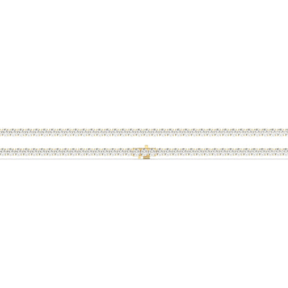 Mareike Tennisarmband mit Labordiamanten im Brillantschliff aus 585 Gelbgold, flach liegend, volle Länge 