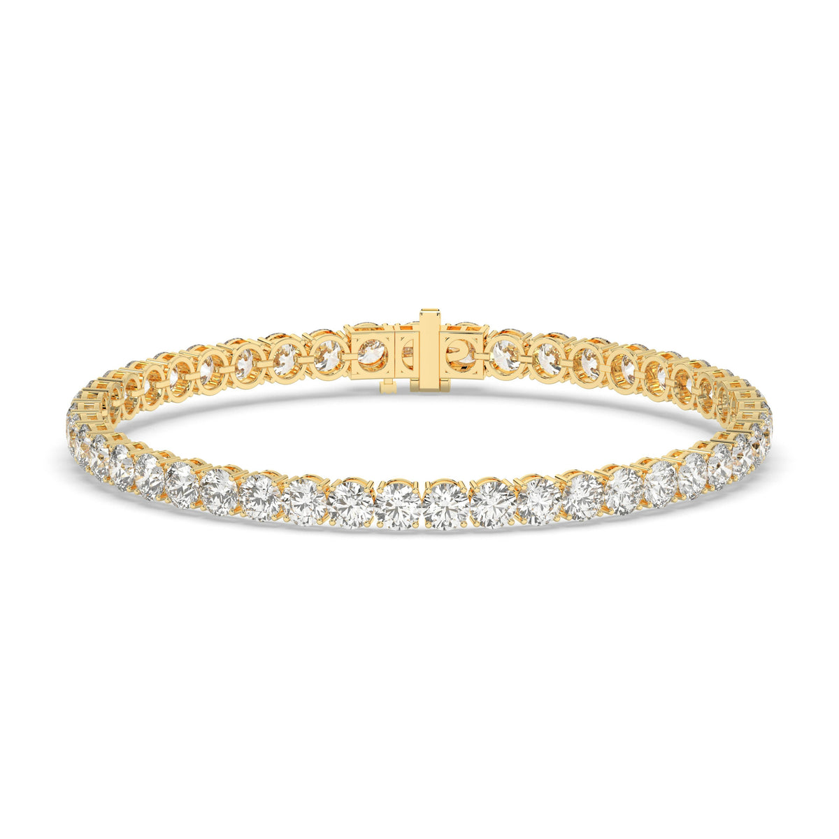 Mareike Tennisarmband mit Labordiamanten im Brillantschliff aus 585 Gelbgold, Vorderansicht 
