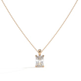 Margot Solitär-Halskette mit Labordiamanten im Radiantschliff aus 585 Roségold, Vorderansicht 