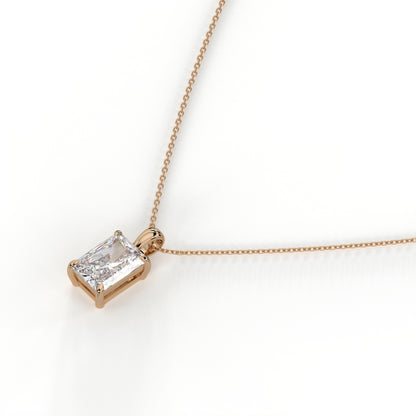 Margot Solitär-Halskette mit Labordiamanten im Radiantschliff aus 585 Roségold, Seitenansicht 