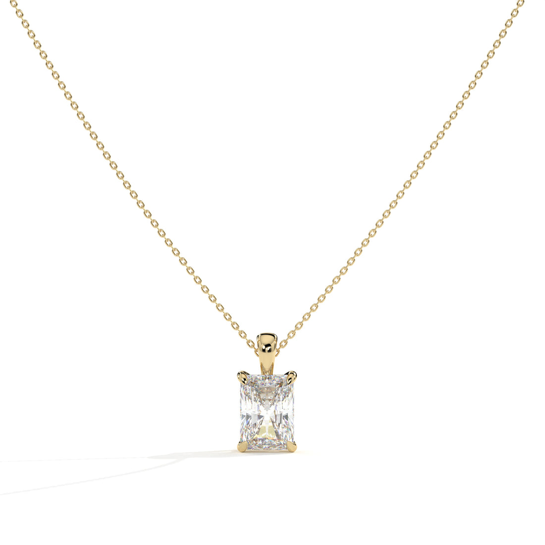Margot radiant cut lab-grown diamond solitaire pendant necklace in 14K (585) yellow gold, front view 