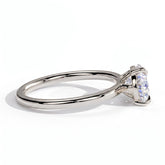 Pear lab-grown diamond east-west solitaire engagement ring in 18K (750) white gold, detail view 