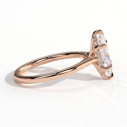 Marquise lab-grown diamond halo engagement ring in 14K (585) rose gold, detail view 