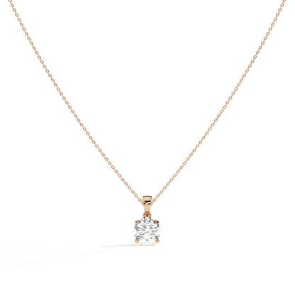 Mila Solitär-Halskette mit rundem Labordiamanten aus 585 Roségold, Vorderansicht 