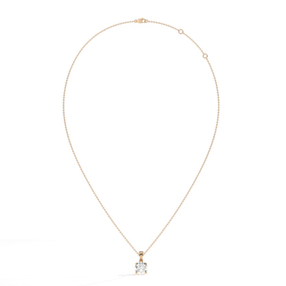 Mila Solitär-Halskette mit rundem Labordiamanten aus 585 Roségold, Ansicht der ganzen Kette 