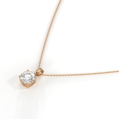 Mila Solitär-Halskette mit rundem Labordiamanten aus 585 Roségold, Seitenansicht 