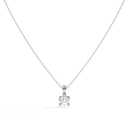 Mila Solitär-Halskette mit rundem Labordiamanten aus 585 Weißgold, Vorderansicht 
