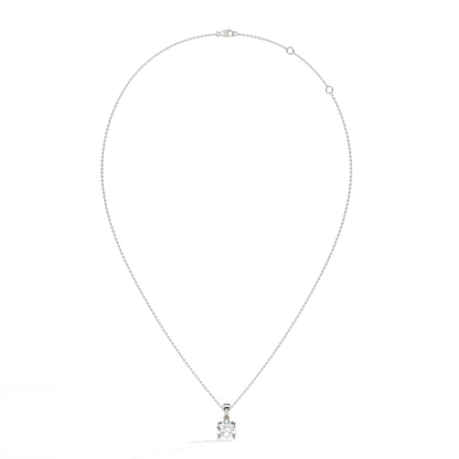 Mila Solitär-Halskette mit rundem Labordiamanten aus 585 Weißgold, Ansicht der ganzen Kette 