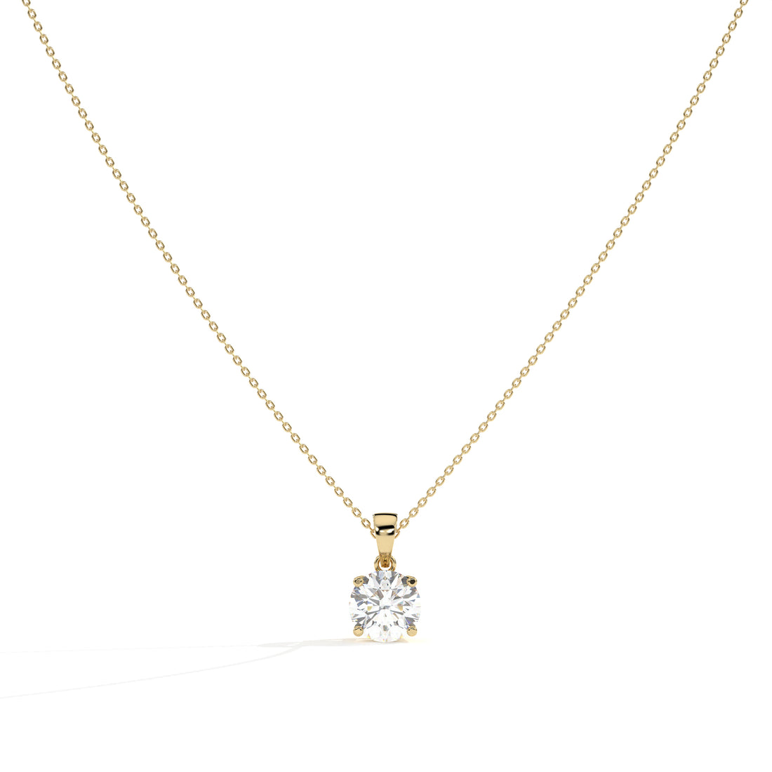 Mila round lab-grown diamond solitaire pendant necklace in 14K (585) yellow gold, front view 