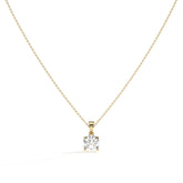 Mila Solitär-Halskette mit rundem Labordiamanten aus 585 Gelbgold, Vorderansicht 